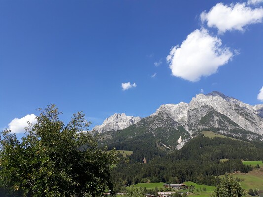 Unsere Aussicht auf die Leoganger Steinberge